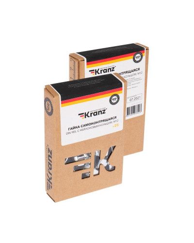 Гайка самоконтрящаяся DIN 985, с нейлоновым кольцом, M12 короб (25 шт/уп) KRANZ