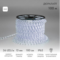 Дюралайт LED двухжильный 230В 13мм 36 LED/м БЕЛЫЙ эффект мерцания модуль 1м бухта 100м NEON-NIGHT