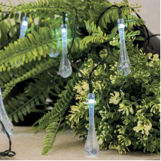 Гирлянда садовая (каскад) Сталактит 5м, 6500К, с аккумулятором и выносной солнечной панелью LAMPER