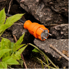 Вилка влагозащищенная прямая, c/з, 16А, IP44, каучук, оранжевая REXANT