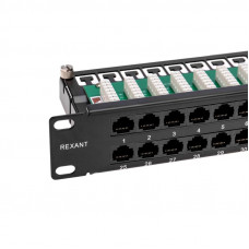 Панель коммутационная высокой плотности с кабельными органайзерами 19', 1U, 48 портов, UTP, RJ-45, CAT 5e REXANT PRO