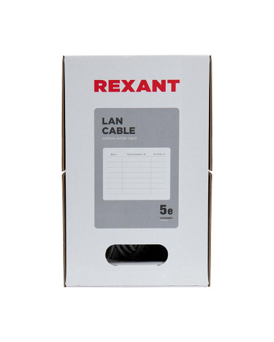 Кабель витая пара U/UTP, CAT 5e, ZH нг(А)-HF, 4PR, 24AWG, INDOOR, SOLID, оранжевый, 305м REXANT