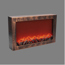 Светодиодный камин Ретро с эффектом живого огня 60,3х11х36,8см, работает от батареек 3хС (в комплект не входят) или от USB (в комплекте), бронзовый