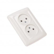 DEA Розетка 2-ая керамика б/з с/у 10А Бел KRANZ