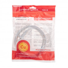 Шнур электрический с вилкой ПВС 2х0,75 мм² 2м белый REXANT