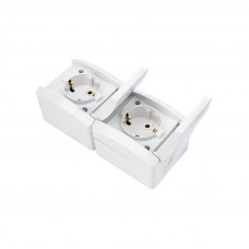 Блок вертикальный 2 розетки INDUSTRIAL IP54 с/з, о/у, белый KRANZ