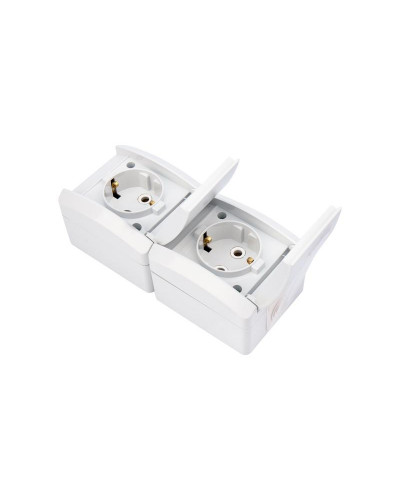 Блок вертикальный 2 розетки INDUSTRIAL IP54 с/з, о/у, белый KRANZ