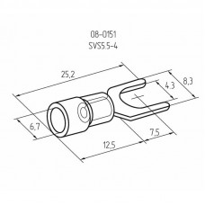 Наконечник вилочный изолированный 4.3 мм 4-6 мм² (НВи 6.0-4/НВи 5,5-4) желтый REXANT