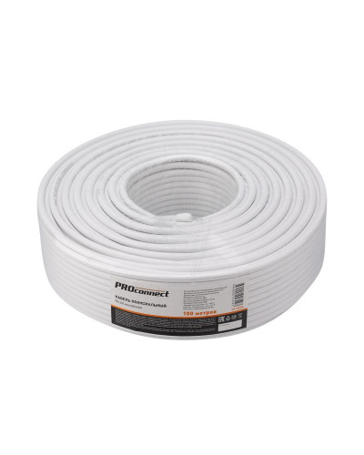 Кабель коаксиальный RG-6U, 75Ом, CCS/Al/Al, 48%, 100м, INDOOR, белый PROconnect