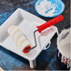 Валик полиамид белый с желтой полосой, ворс 11 мм, ширина ролика 180 мм, Ø 42 мм, бюгель 8 мм, серия «Мастер» REXANT