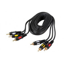 Шнур 3 RCA - 3 RCA, 1,5м, черный, Gold REXANT