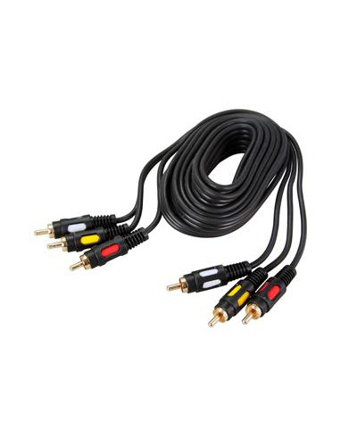 Шнур 3 RCA - 3 RCA, 1,5м, черный, Gold REXANT