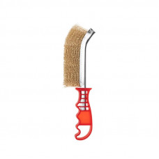 Щетка металлическая с пластиковой ручкой, витая латунированная проволока KRANZ