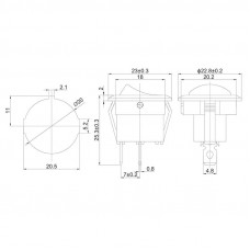 Выключатель клавишный круглый 250V 6А (2с) ON-OFF черный (RWB-212, SC-214, MRS-102-8) REXANT