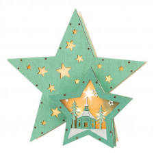 Деревянная фигура с подсветкой Домик Звездочета бирюзовая 26х7х25 см, NEON-NIGHT