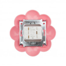Выключатель двухклавишный HAPPY Цветок с/у, белый/розовый KRANZ