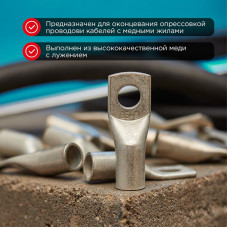 Наконечник медный луженый ТМЛ-Р 35–8 (35мм² - Ø8мм) (в упак. 5 шт.) REXANT