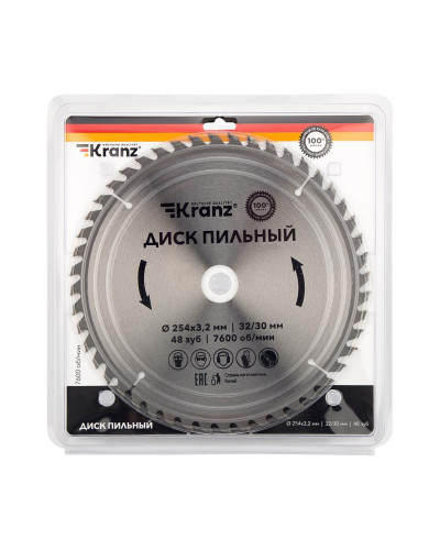 Диск пильный 254 мм х 48 зуб х 32/30 мм KRANZ