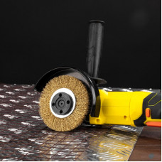 Щетка дисковая для УШМ, витая латунированная проволока, 100мм, отв. 22,23мм KRANZ