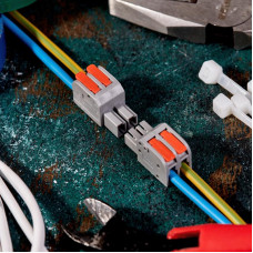 Клемма СМК 222-422R проходная разъемная 2 полюса серая 0,2-2,5/4мм² (50 шт/уп) REXANT