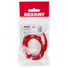 Аудиокабель AUX 3,5мм, 1м, красный, в тканевой оплетке REXANT