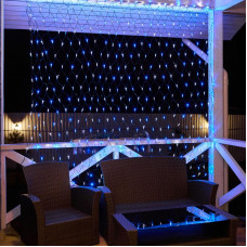 Гирлянда светодиодная Сеть 2,5х2,5м 432 LED БЕЛЫЙ/СИНИЙ черный ПВХ IP65 постоянное свечение 230В блок в комплекте NEON-NIGHT