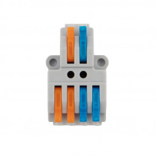 Клемма СМК 2х2 проходная разветвительная 2 полюса, с монтажной площадкой (1 ввод, 2 вывода на полюс) (50 шт./уп.) REXANT