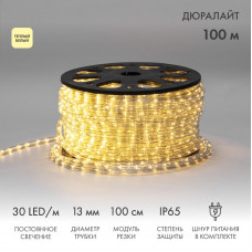 Дюралайт LED двухжильный 230В 13мм 30 LED/м ТЕПЛЫЙ БЕЛЫЙ постоянное свечение модуль 1м бухта 100м NEON-NIGHT