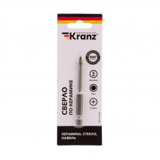 Сверло по стеклу и керамике  5 мм, 4 грани, шестигранный хвостовик Kranz