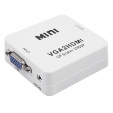 Конвертер VGA + Стерео 3,5мм на HDMI, пластик, белый REXANT