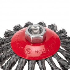 Щетка коническая для УШМ, крученая стальная проволока, 100мм, М14 KRANZ