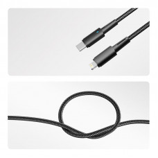Кабель Type-C – Lightning для Apple, 3А, 1м, в черной нейлоновой оплетке, со световой индикацией REXANT