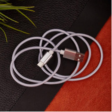 Кабель USB-A – Type-C, 2,4A, 1м, в серебрянной нейлоновой оплетке REXANT