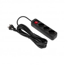 Удлинитель STANDARD 3 гнезда, 5м, 3х1,0мм², с/з, с выключателем, черный REXANT