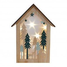 Деревянная фигурка с подсветкой Домик в лесу 19х6х26 см