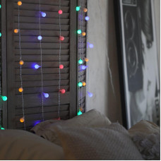 Гирлянда Светодиодный Дождь 1,5х1,5 м, с насадками шарики, свечение с динамикой, прозрачный провод, 230 В, диоды Мультиколор