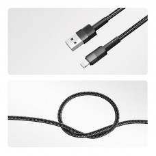 Кабель USB-A – Lightning для Apple, 2,4А, 1м, в черной нейлоновой оплетке REXANT