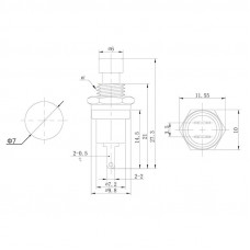 Выключатель-кнопка металл 220V 2А (2с) OFF-(ON) Ø7.2 красная Micro (RWD-301, PBS-10B) REXANT