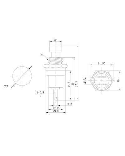 Выключатель-кнопка металл 220V 2А (2с) OFF-(ON) Ø7.2 красная Micro (RWD-301, PBS-10B) REXANT