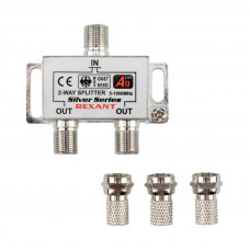 Делитель ТВx2 под F-разъем, 5-1000МГц, Silver (3 F-разъема в комплекте) REXANT