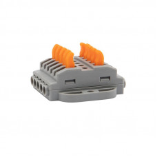 Клемма СМК 222-425P проходная 5 полюсов, с монтажной площадкой (0,08-4 мм²), серая (блистер 4 шт./уп.) REXANT