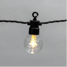 Уличная гирлянда Лофт 10м, черный каучук, 20 прозрачных ламп, теплый белый, влагостойкая IP65