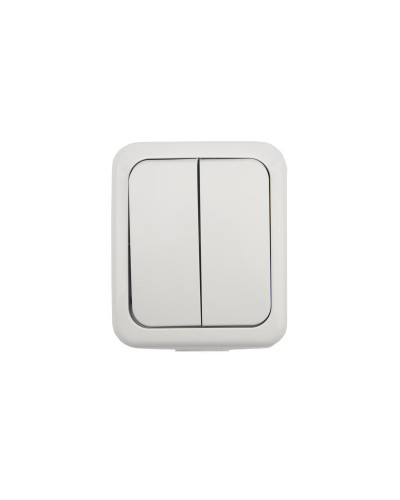 Выключатель двухклавишный Mini OG IP54 о/у, белый KRANZ