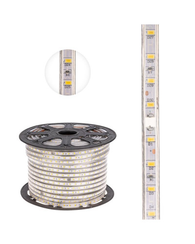 Лента светодиодная 220В, SMD5730, 60 LED/м, Теплый белый, 6,5x13мм, 100м, без установочного набора, IP67 NEON-NIGHT