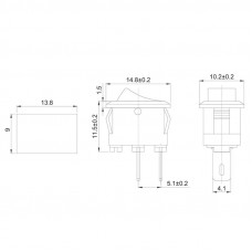 Выключатель клавишный 250V 3А (2с) ON-OFF черный  Micro  (RWB-101)  REXANT