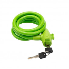 Замок тросовый взломостойкий для велосипедов и колясок с ключом 150см зеленый ЧЕТЫРЕ СЕЗОНА