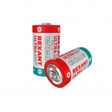 Батарейка алкалиновая С/LR14, 1,5В, 2 шт, блистер REXANT