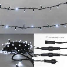 Гирлянда светодиодная Нить 10м 200 LED БЕЛЫЙ черный каучук IP67 постоянное свечение 230В соединяется нужен блок 315-000 NEON-NIGHT