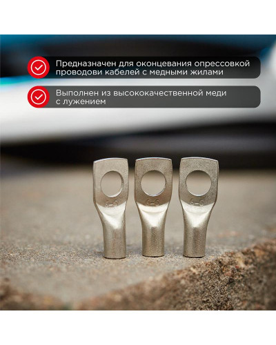 Наконечник медный луженый ТМЛ-Р 6–6 (6мм² - Ø6мм) (в упак. 10 шт.) REXANT