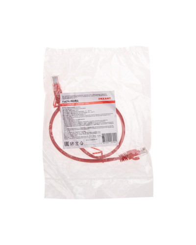 Патч-корд U/UTP, CAT 5e, RJ45-RJ45, 26AWG, LSZH, красный, 0,5м REXANT